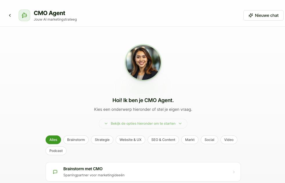 CMO Agent Sarah — AI marketing strategist interface
